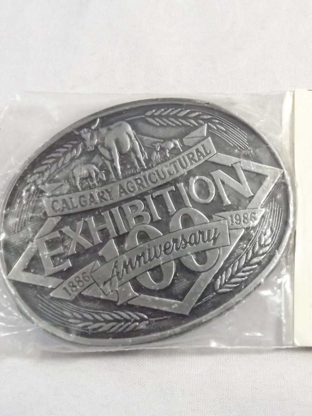 Vintage Calgary Agricultural Exhibition Belt Buckle 1986 100 Anniversary
